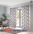 Curtains Set, Printed curtains for room, 100% cotton - GeoWall Blush Pink - Pack of 2 Curtains. 