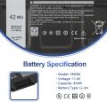 YRDD6 Laptop Battery for Dell_Inspiron 3493 3501 3582 3583 3584 3593 3793 5480 5481 5482 5485 5491 5493 5585 5590 5591 5593 5594 5598 7586  Series VM732 1VX1H（42Wh 11.4V 3 Cell）. 