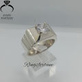 White Cubic Zircon Ring For Men , Diamond Style Engagement Ring , Wedding Gift Ring , Anniversary Gift Ring. 