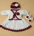 BABY GIRLS CLOTHES SET / CROCHET WOOLEN DRESS. 