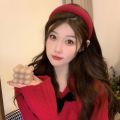Autumn and winter high-end sense New Year's red headbands women's wide-brimmed pressed hair non-slip headbands Internet celebrity retro hairpins hair bundle headgear. 