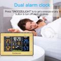 Kalawen (PT201B/QZ201) Wireless Weather Station, Digital Color Weather Station with Outdoor Sensor, Digital Alarm Clock, Calendar,Temperature, Humidity Monitor, Weather Forecast for Home Bedroom Garden,. 
