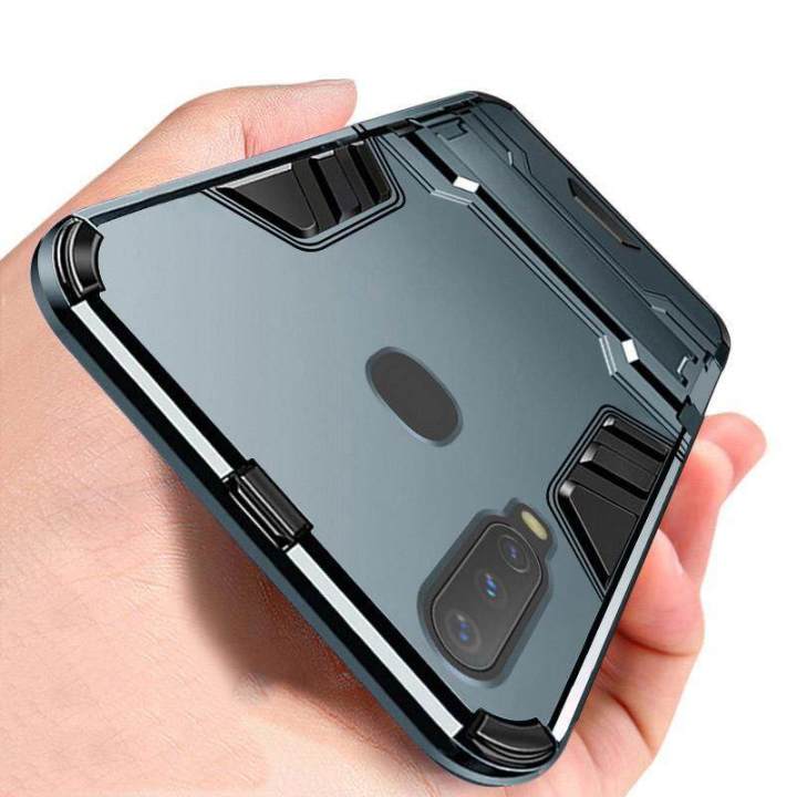 For Vivo Y17 Back Cover Shockproof Hybrid Armor Stand Holder Design Hard Plastic Soft TPU Silicone Bumper Protective Phone Case