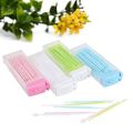 JAERBEE 150 Pcs Plastic Toothpicks 2 Way Tooth Picks Interdental Brush Cleaners Portable Box Random Color. 