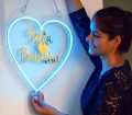 Customized heart shape neon with golden acrylic name Size 14 inch. 