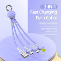 2A Portable 15cm Multi 3 in 1 Cable Short keychain Fast Charging Cable for Micro USB Type C iPhone Cord. 