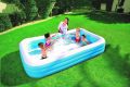 BESTWAY 54150 Deluxe Blue Rectangular Family Pool | 3 Rings Pool  - 10' x 6' x 18". 