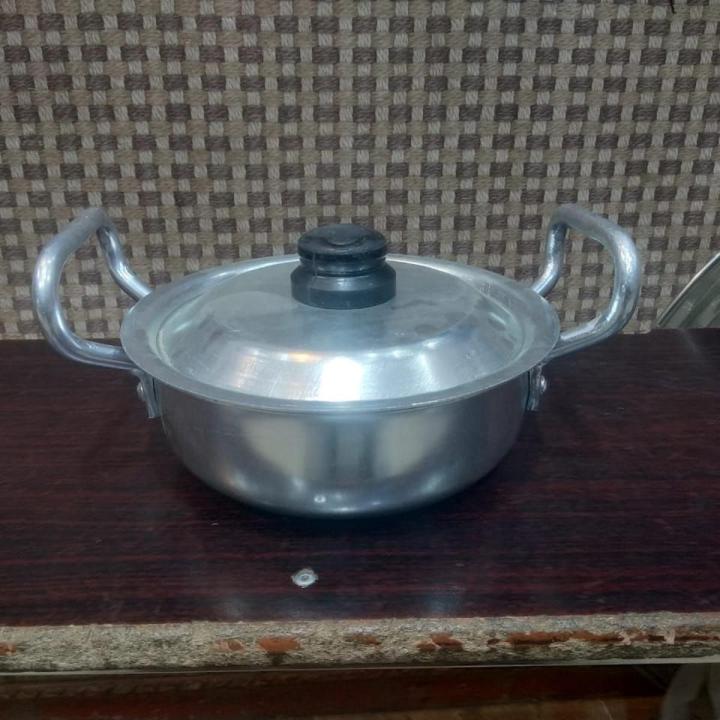 Adonized Aluminum  Small Round Wok Casserole Pot Karahi with Lid 700 Grams Cooking