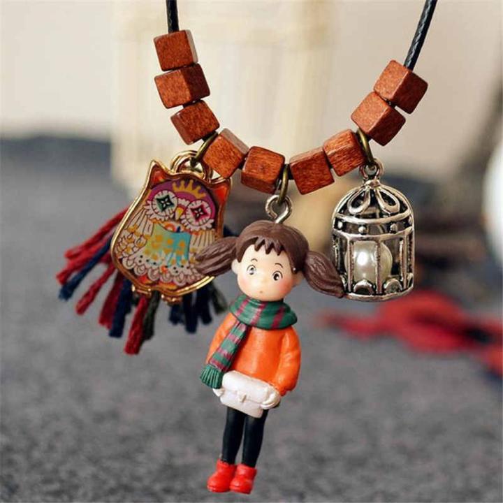 【Aesth Diary Store】8SEASONS Handmade Beads Necklace Girl Owl Necklace Jewelry 100*2.2cm, 1 Piece