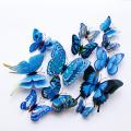 12Pcs 3D Two-Layer Colorful Artificial Butterflies Adhesive Magnet Wall Sticker. 