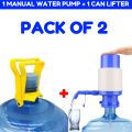 (Pack of 2) Manual Water Pump For 19 Liter Cans Large + Water Bottle Handle Lifter 19 Liter - 19 ltrs Water Bottle Handle Lifter - Easy Lifting For 19 Liter Water Bottle - Flat Water bottle Holder handle + Manual Water Pump For 19 Liter Cans Large. 