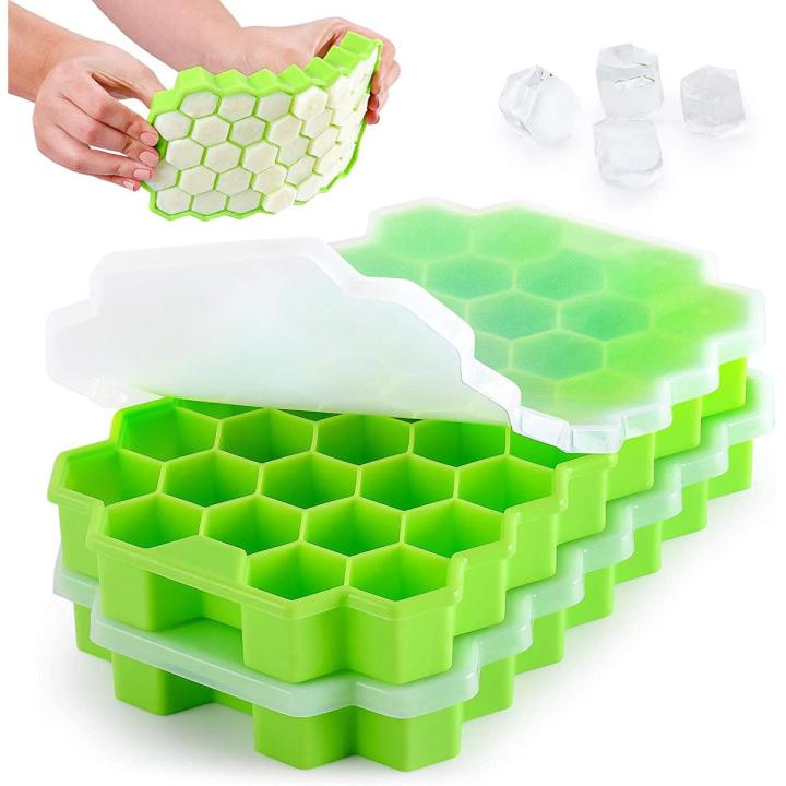 Silicone Ice Cube Molds with Lid Flexible 34-Ice Trays BPA Free
