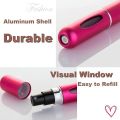 Portable Mini Refillable Perfume Atomizer - 5ml Travel Spray Bottle, Scent Pump Case for Fragrance, Ideal for Traveling and On-the-Go Use. 