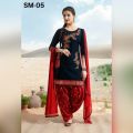 Women's Chiffon Embroidered 3Pc Shalwar Kameez Navy Blue SM-05. 