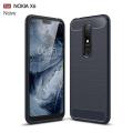 Nokia 6.1 Plus Carbon Fiber Brush Mark Antishock Drop Resistance Silicon Tpu Case Back Cover. 