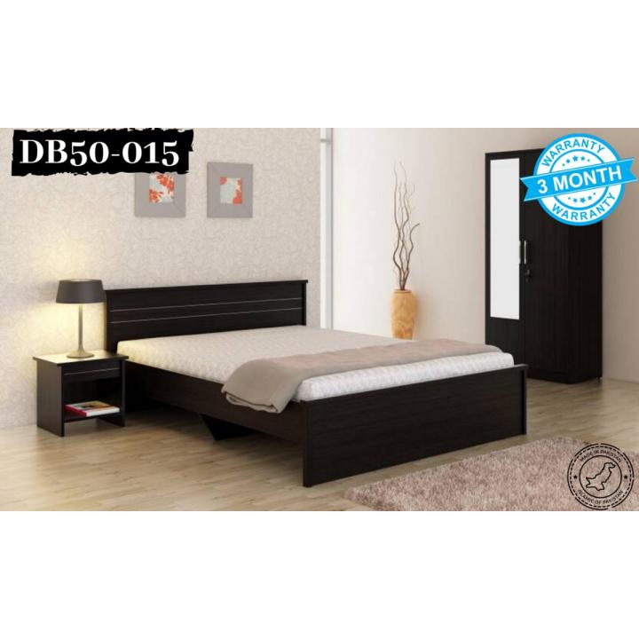 DB-015 - FMF Oak Wood Black Polish King / Queen / Single Bed with Side Tables