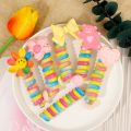Rainbow Hair Rope Phone Scrunchies Korean Style Girls Phone Cord Spiral Hair Tie High Elastic Ponytail Rope Hair Accessories. 