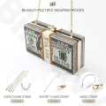 Dollar Clutch with Crystal Embellishment Purse for Money and Card Holder Design for Girls and Women Crossbody Clutch. 