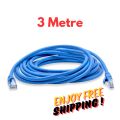 LAN Cable 3 meters (9.5 feet) Cat 6 Ethernet Cable Fixed Connectors Internet Wire. 