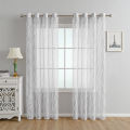 Linen Sheer Curtains Light Filtering Semi-sheer Polyester Linen Sheer Curtain Panels for Home. 