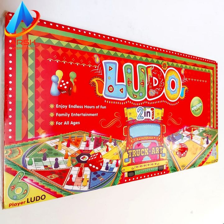 LUDO Board Game 2 in 1 Ludo Truck Art 4 Players, & 6 Players, Family Entertainment Game Attractive Design