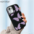 Hontinga for Redmi Note 10 Note 10S Poco M5S Back Cover Luxury Silver Edge Lens Mobile Cover Purple Butterfly Pattern Soft Silicone Phone Case. 