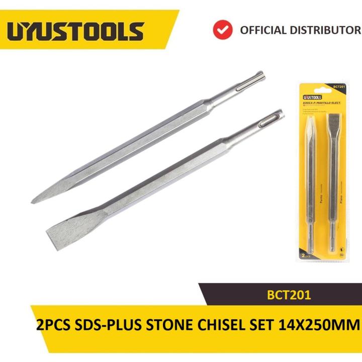 UYUSTOOLS BCT201 2PCS SDS-PLUS STONE CHISEL SET