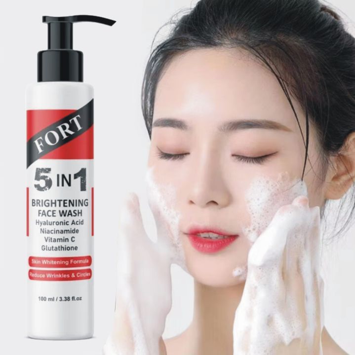 FORT 5 IN 1 Whitening Face wash | Glow-Enhancing Cleanser for Radiant Skin Reduce Wrinkles & Circle and Brightening Face Wash
