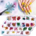 【happy one】12 Graids Mixed Flowers Nail Natural Floral Leaf Stickers 3D Dry Nail Art Designs Tips. 