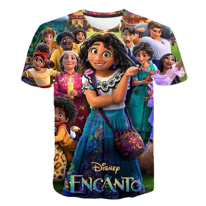 Disney Movie Beautiful Mirabel Princess Encanto Girls Print T-shirt Summer Costume Girl Party Wear Clothing Birthday Tees Baby