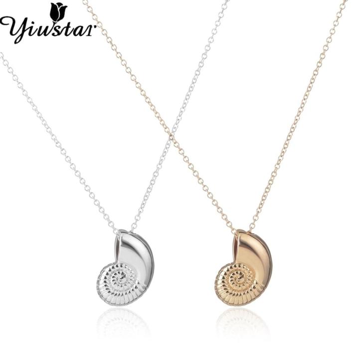 New Gold Ariel Voice Shell Necklace Spiral Sea Snail Necklace Ocean Beach Conch Ariel Necklaces For Women Party S