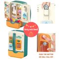 Mini Dollhouse Fridge Miniature Refrigerator Mini Fridge with Toy Food, Lights, Music and Toy Fruits - Realistic Kitchen Appliances for Pretend Play (Mini Refrigerator),Mini Toy Refrigerator with Light and Sound for Children. 