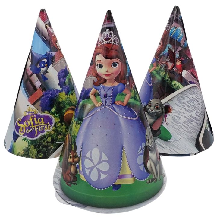 PRINCESS SOFIA THEME BIRTHDAY CAPS - PACK OF 10 BIRTHDAY PARTY CAPS