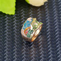 Y2k fashion jewelry wholesale vintage gold plated stackable enamel rings for women creative tree drip oil chunky finger ring. 