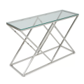 Wingle Console Table Glass in Stunning Silver Finish - V-Shape Console Table for Stylish Entryway and Hallway Décor. 