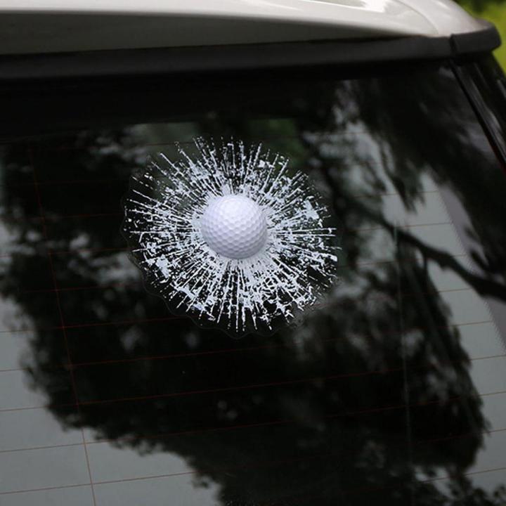 3D Golf Ball Hit Window Crack Car Windshield Decals Sticker Decoration