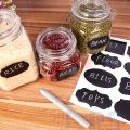 48pcs Removable Blackboard Sticker for Spice Jar Kitchen Jars Bottles Label Sticker with Erasable Marker Kitchen organization. 
