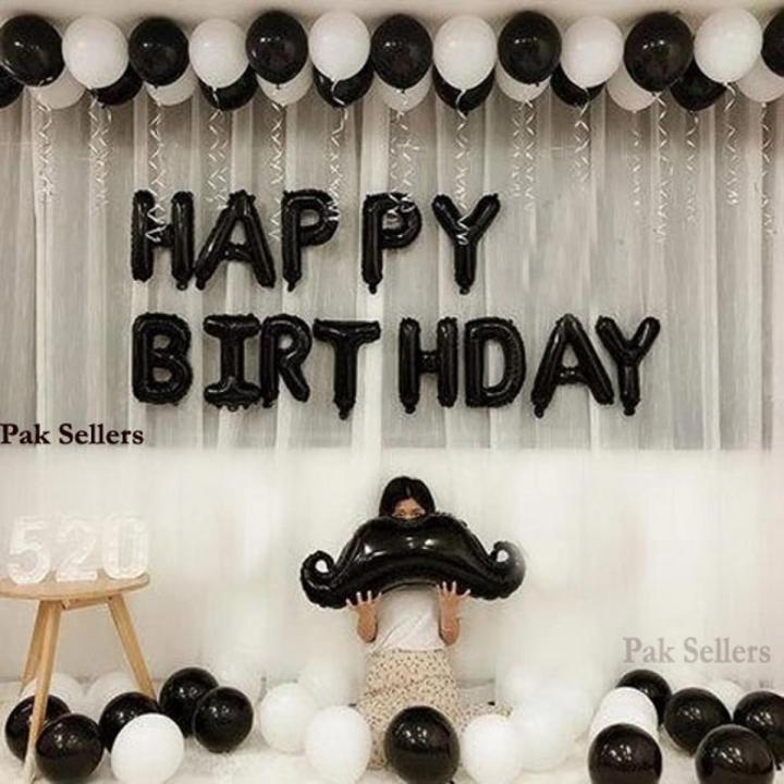 Black & White Birthday theme with Mustache foil balloon For Birthday Boy