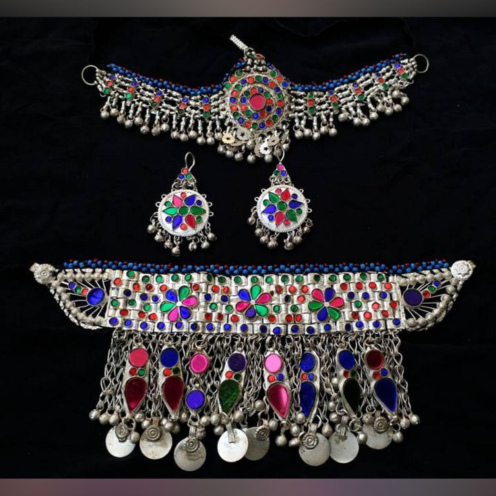 afghan tribal jewellery set/ necklace+headpiece+earring