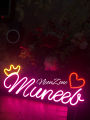 Name Light - Name Neon Sign - Customise Name signs - Alphabet Letters with Crown Or Heart - With free Power Supply. 