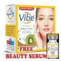 VIBE WHITENINGS BEAUTY CREAM WITH FREE BEAUTY SERUM MULTI VITAMINS FOR FACE FRESHNESS, FRECKLES, ANTI WRINKLES DARK CIRCLES ALL SKIN TYPES, 30 G MILKY WITH KIWI MILK EXTRACTS 3.5 ML. 