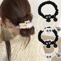 1/2pcs Cartoon Black White Cat Hair Bands Children Elastic Ponytail Holder Rubber Bands Women Hairband Headwear. 
