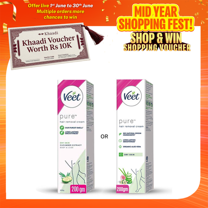 Veet Pure Hair Removal Cream Dry 200g - Body & Legs