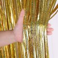 2 Meters Party Backdrop Curtains Glitter Gold Tinsel Fringe Foil Curtain Birthday Wedding Decoration Adult Anniversary Decor. 
