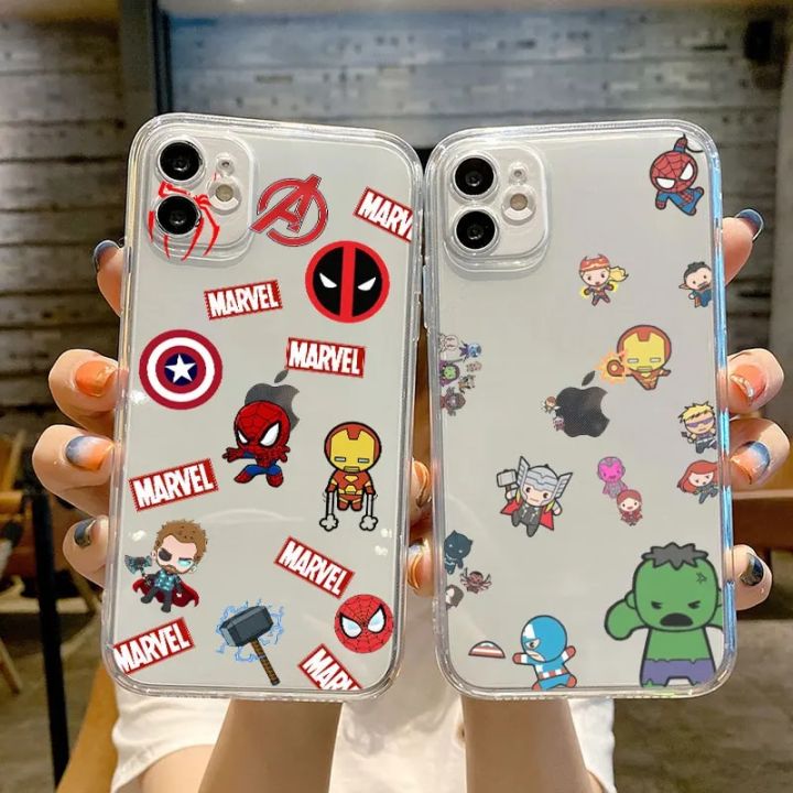 Avenger Marvel Cartoon phone Case for iPhone XR 8 7 Plus 6S X XS 13 Mini 11 14 15 Pro 12 Pro Max SE XS Max 13Pro Silicone Bumper BruberryBe