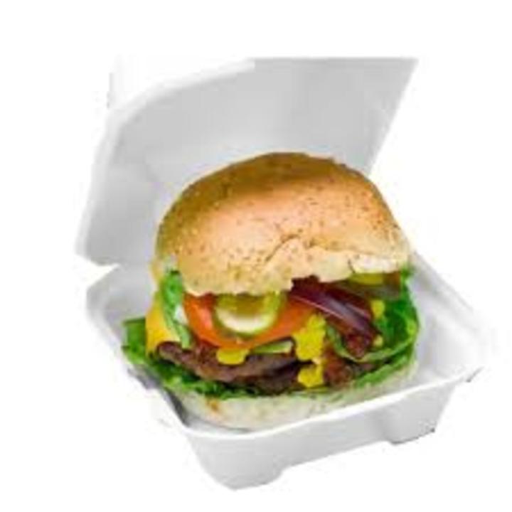 Burger Box Disposable,  Foam Box Container for Burger/Snack/Food - Square- Pack of 50, 40, 30, 20, 10 pcs ( 1pc extra per 10 pcs. )