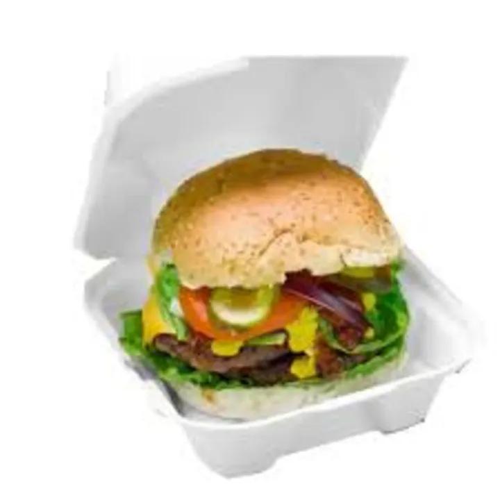 Burger Box Disposable,  Foam Box Container for Burger/Snack/Food - Square- Pack of 50, 40, 30, 20, 10 pcs ( 1pc extra per 10 pcs. )
