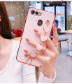 For OPPO A5s Back Cover with Love Heart Chain Wrist Strap Fashion Bracelet Shiny Plating Bumper Protective Case Silicone Shockproof Mobile Phone Cases. 