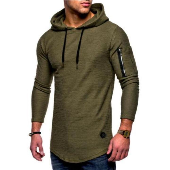 ALLGOOD Mens Muscle Hooded Hoodie Long Sleeve T Shirt Gym Slim Fit Casual Sports Tops COD Daraz.pk