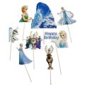 Frozen Theme Cake Toppers - Cake Toppers - Blue Colors - Girls Theme - Pack Of 8 Cake Toppers. 